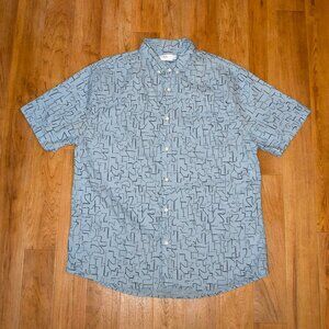 Onia Short Sleeve Linen Blend Button Front Shirt Sz XL